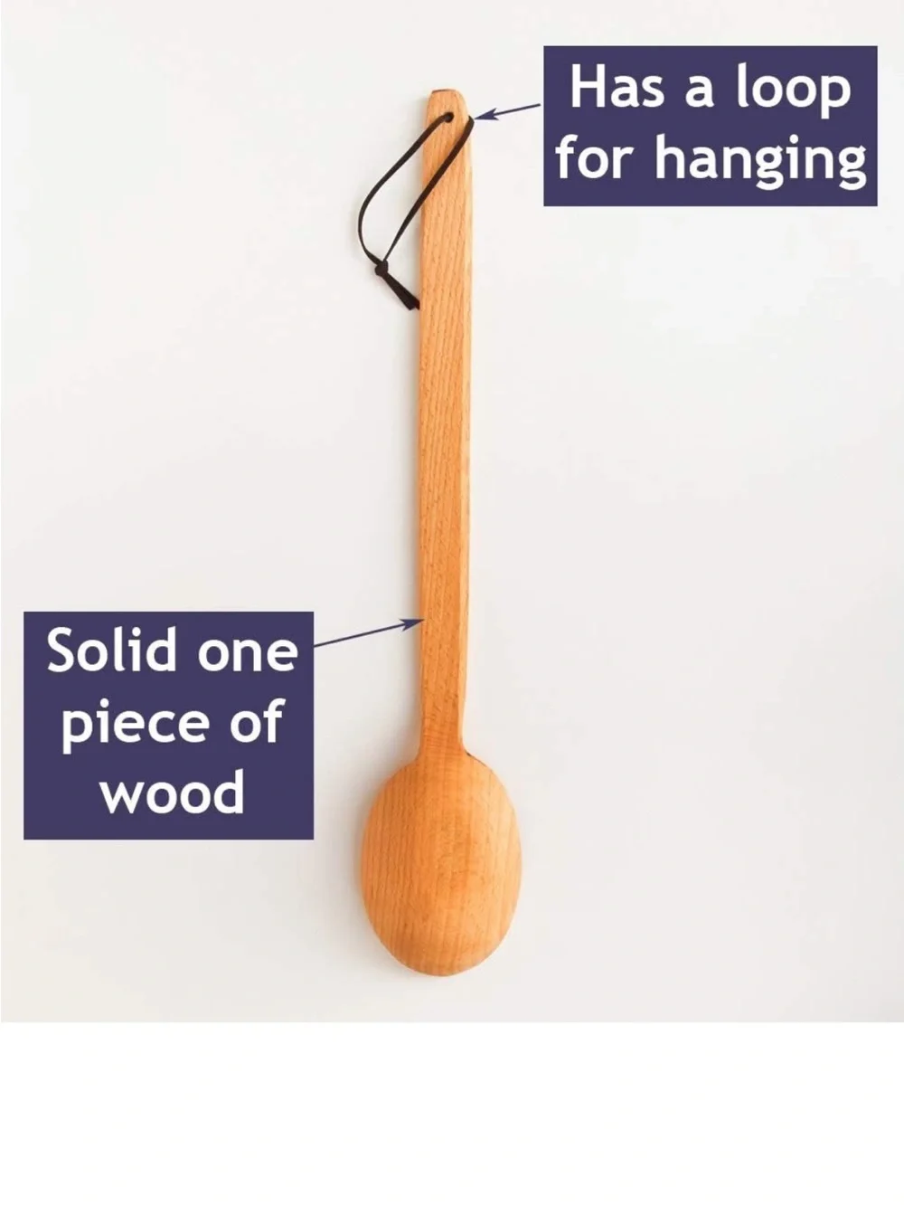 Wooden Cooking Spoon - Natural Brown Long-Handle